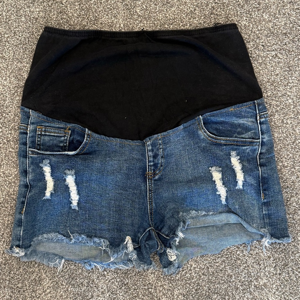 Distressed Denim Maternity shorts